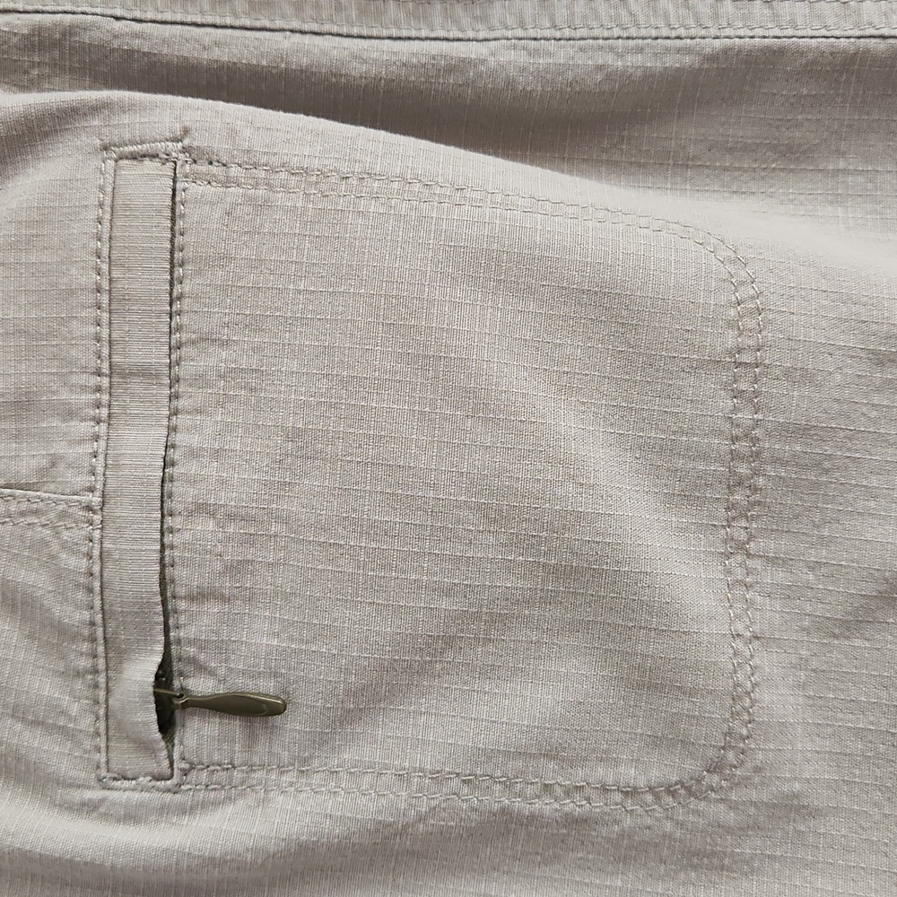 L.L.Bean Petite Sz 12 Tan Short Skirt, Zipper and 2 Snap Closure w 6 Pockets - Picture 5 of 12